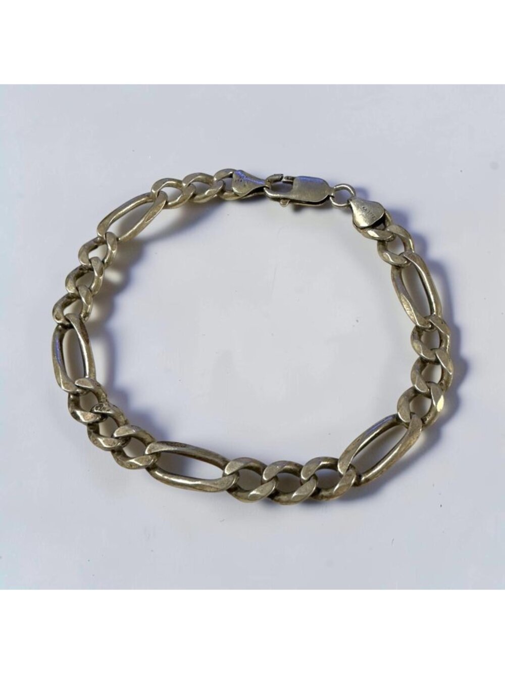 Vintage Sterling Silver Figaro Chain Bracelet 925 Italy 17.6g 9 Inches